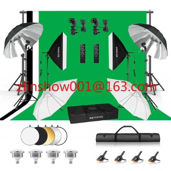 Photography Lighting Kit With Backdrop - Photo Studio Equipment 2.6*3m/2*3m Background Stand