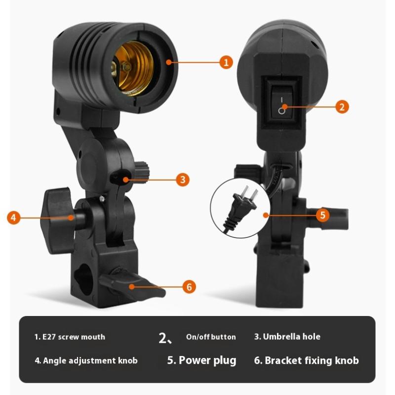Black 1.8M Cable Cord E27 Sock - Photography Lighting With Umbrella ulasan dan harga