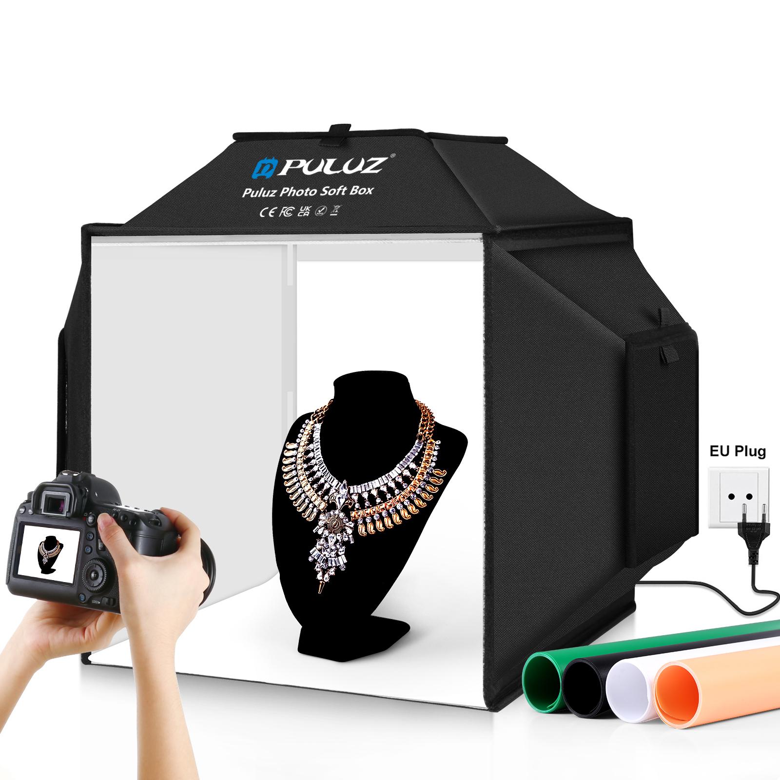 PULUZ 40cm Folding 72W 5500K S - Photography Lighting Kit With Backdrop ulasan dan harga