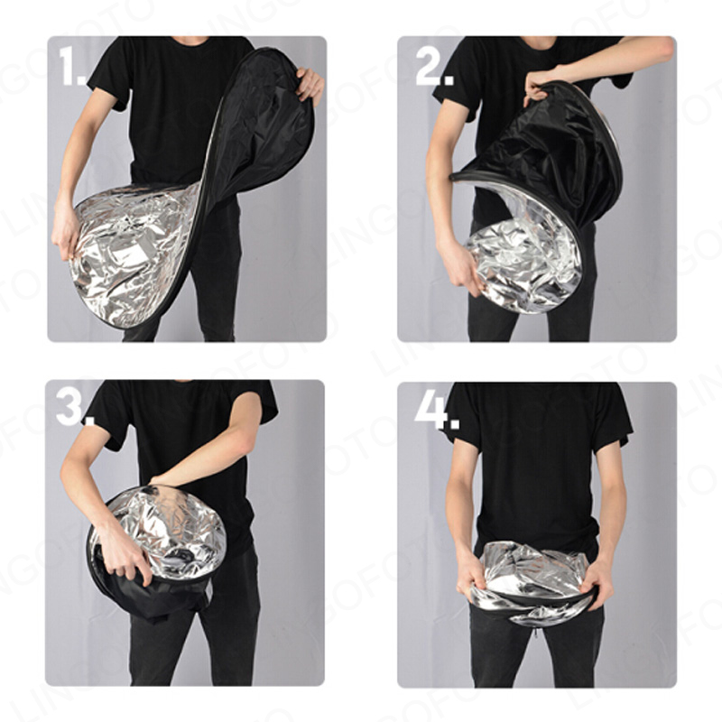 2 in 1 , 40cm Collapsible Roun - Reflector Disc Silver ulasan dan harga