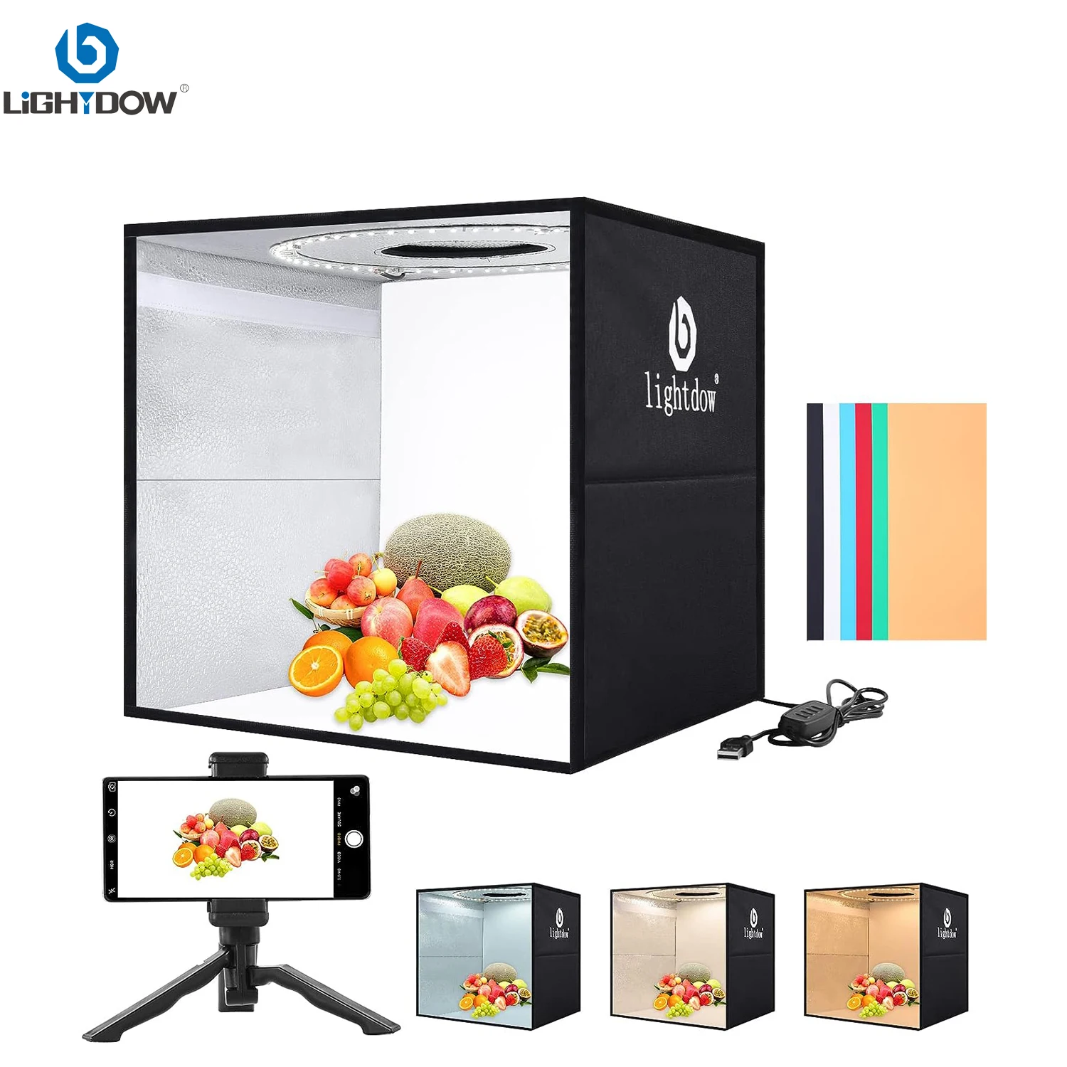 Lightdow Dimmable Photo Box LE - Photography Lighting Kit Portable ulasan dan harga