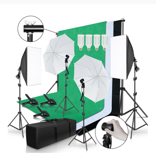 Gold Seller Full Set Photograp - Photography Lighting Kit With Backdrop ulasan dan harga