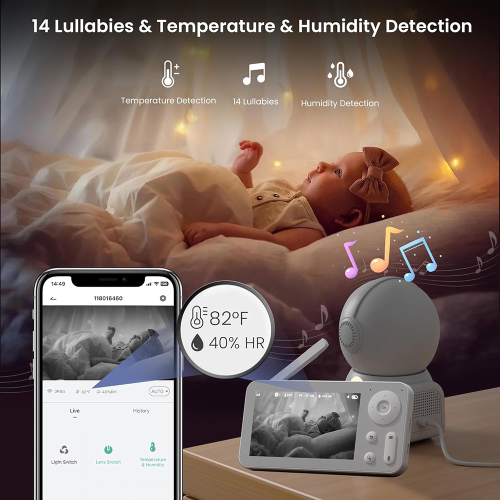 2K Baby Monitor with 2 Cameras - Photography Lighting With Umbrella ulasan dan harga