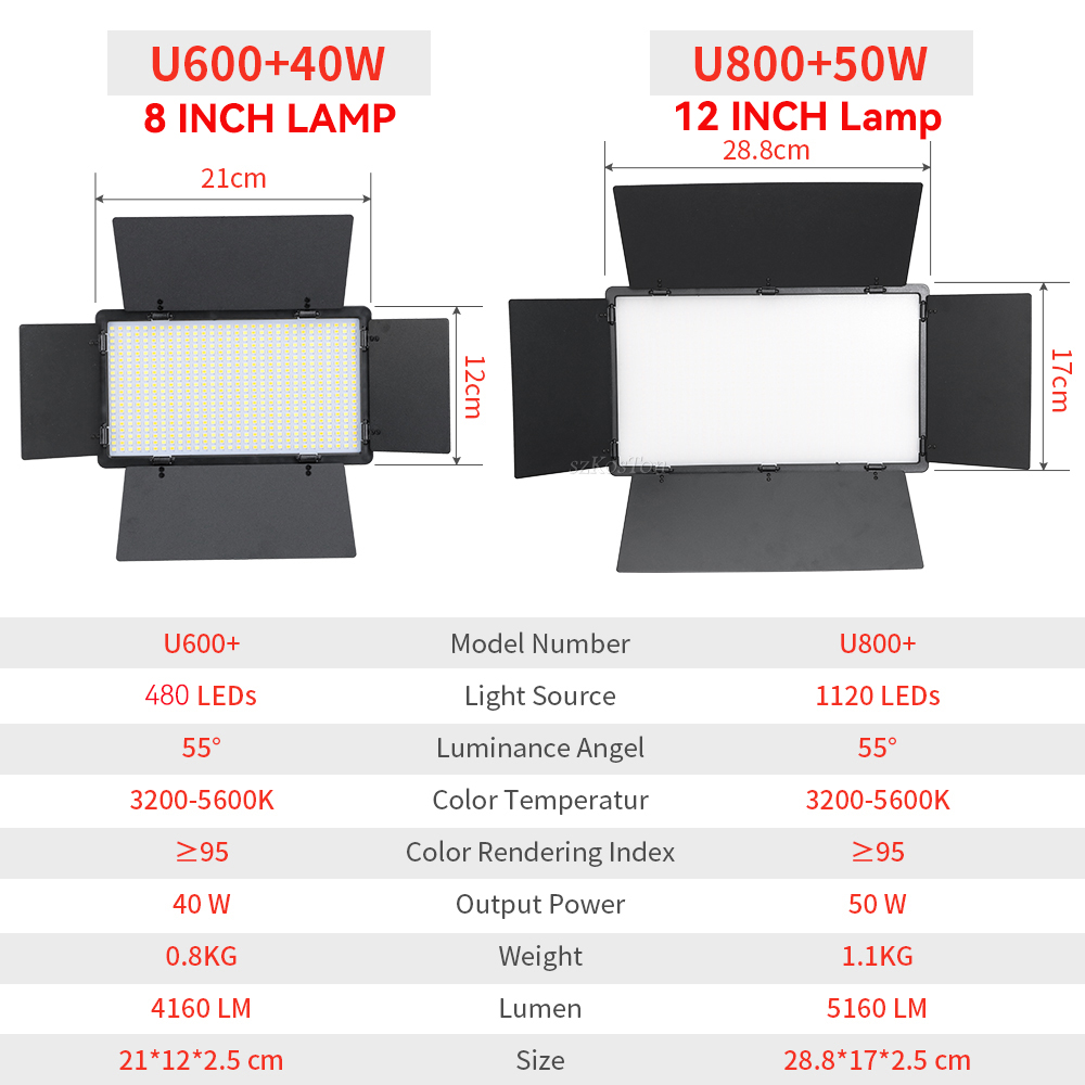 U800 U600 LED Photo Studio Vid - Photography Lighting Uk ulasan dan harga