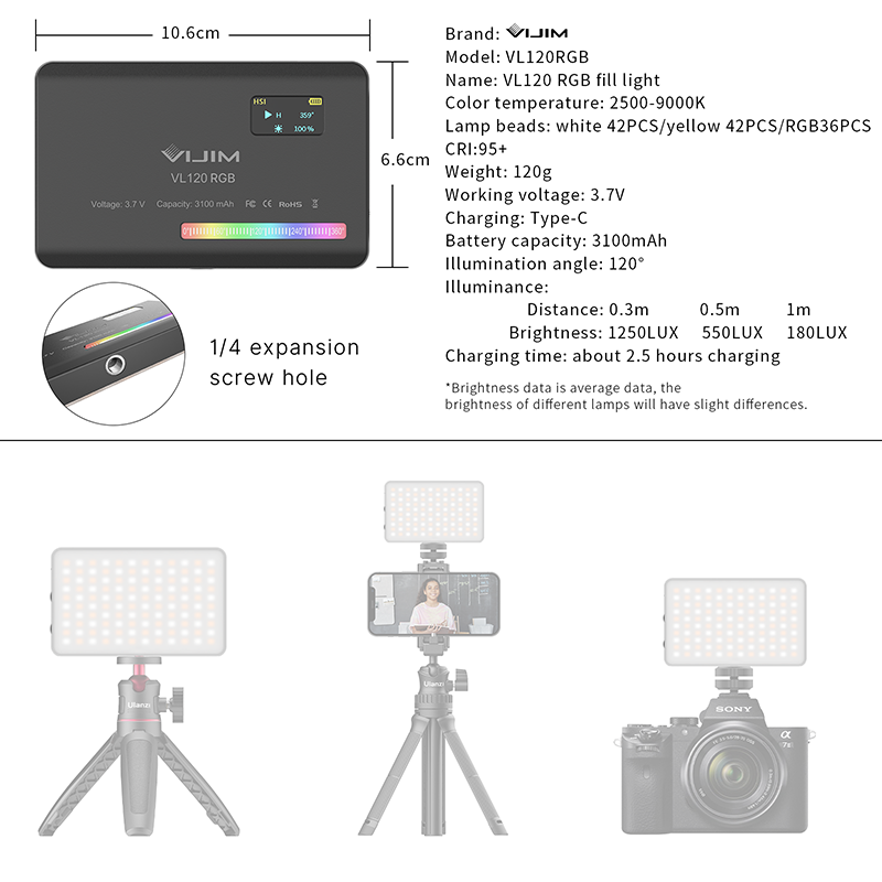 Ulanzi VL120 RGB Camera Video  - Photography Lighting Uk ulasan dan harga